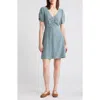 Madewell V-neck Button-front Minidress In Faded River