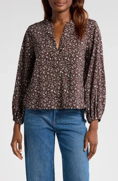 MADEWELL MADEWELL V-NECK LONG SLEEVE COTTON BLEND TOP