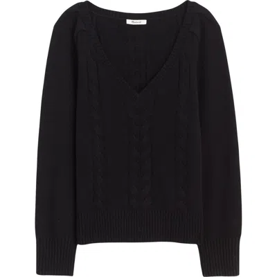 Madewell V-neck Merino Wool Sweater In Black