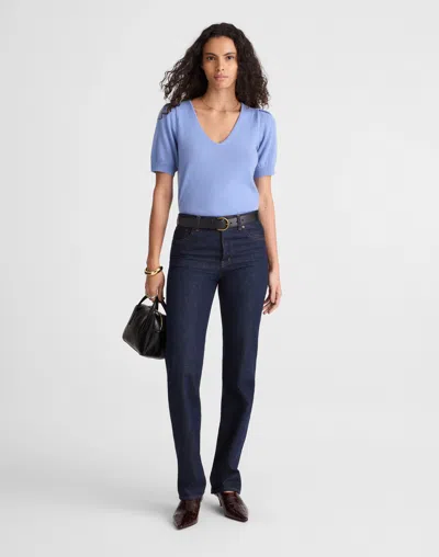 Madewell V-neck Puff-sleeve Sweater Tee In Purple