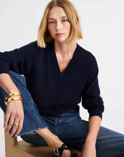 Madewell V-neck Sweater In Blue