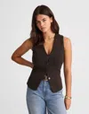 Madewell V-neck Merino Wool Button-up Sweater Vest In Brown