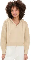 Madewell V Neck Tape Yarn Hoodie Summer Dune In Summer Dune
