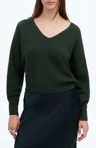 Madewell V-neck Wedge Sweater In Green