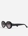 Madewell Valoma Chunky Oval Sunglasses In True Black