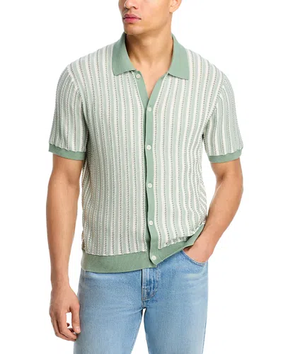 Madewell Core Cotton Vertical Stripe Polo Frosted Cypress In Green