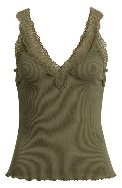 Madewell V-neck Lace Cotton Blend Tank In Green