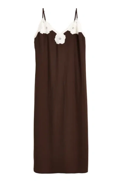 Madewell V-neck Midi Slip Dress In Brown