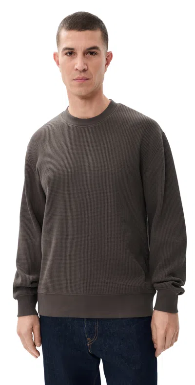 Madewell Waffle Crew Neck Pullover Dark Cocoa