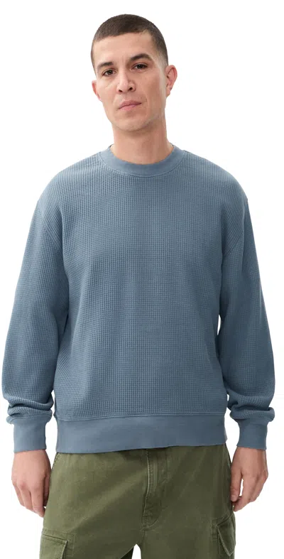 Madewell Waffle Crewneck Chalked Midnight In Blue