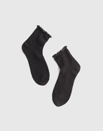 Madewell Waffle-knit Ankle Socks In Black