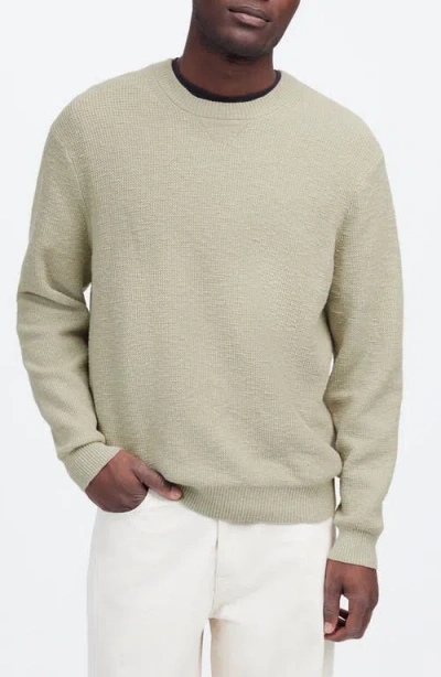Madewell Waffle-knit Crewneck Sweater In Dusty Celadon
