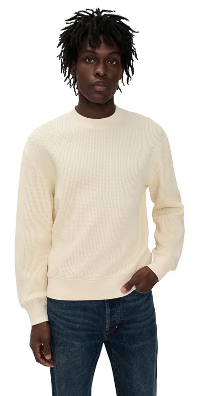 Madewell Waffle-knit Sweatshirt Antique Cream In Brown