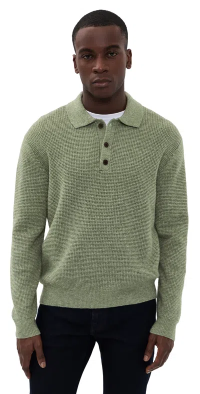 Madewell Waffle Polo Heather Sage In Green