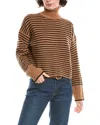 Madewell Waffle Stripe Turtleneck Wool Sweater In Brown