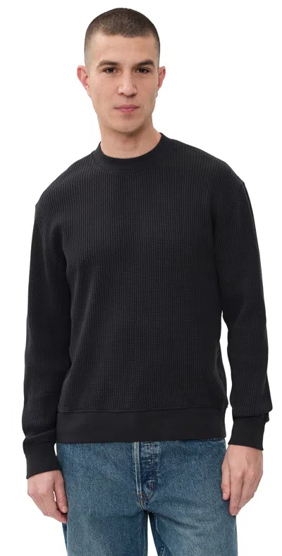 Madewell Waffle Sweatshirt Licorice In Black
