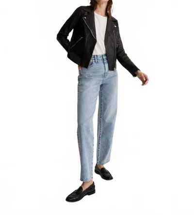 Madewell Washed Leather Motorcycle Short Jacket In Black