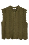 Madewell Wavy-knit Button-front Shell Top In Green