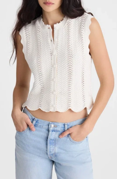 Madewell Wavy-knit Button-front Shell Top In White