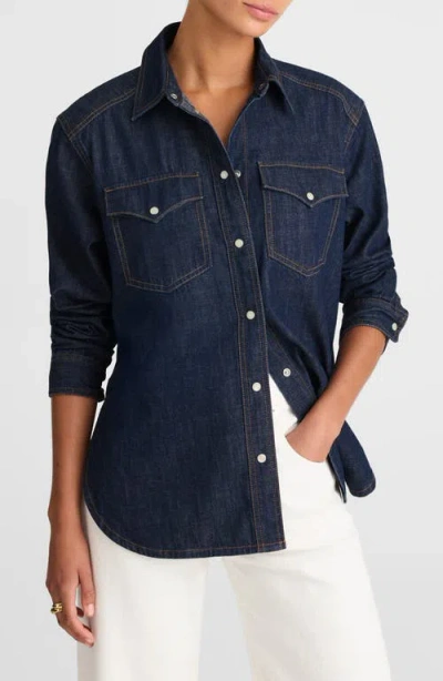 Madewell Western Oversize Denim Button-up Shirt In Blue