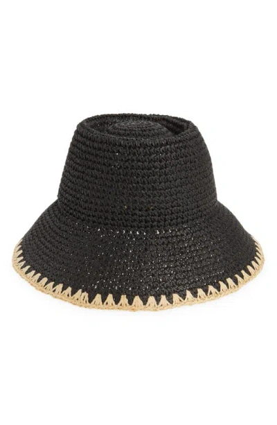 Madewell Whipstitch Straw Bucket Hat In True Black