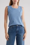 Madewell Whisper Cotton Pocket Muscle Tank In Tranquil Ocean Blue