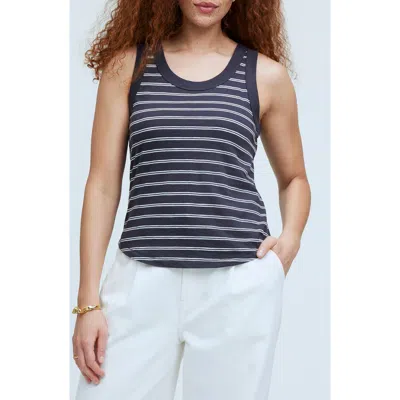Madewell Whisper Cotton Scoop Neck Tank In Black Coal