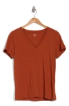 Madewell Whisper Cotton V-neck T-shirt In Faded Rust
