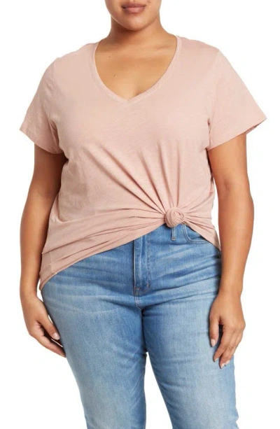 Madewell Whisper Cotton V-neck T-shirt In Pink
