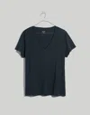 Madewell Whisper Cotton V-neck Tee In Dark Palm