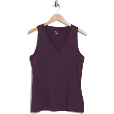 Madewell Whisper Shout Cotton V-neck Tank In True Aubergine