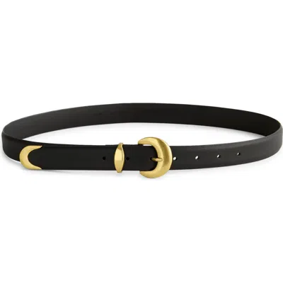 Madewell Wide Domed Buckle Leather Belt In Black