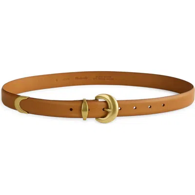 Madewell Wide Domed Buckle Leather Belt In Brown