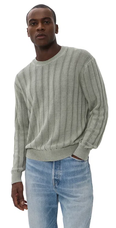 Madewell Wide Rib Linen Sweater Light Sage In Gray