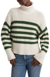 Madewell Wide Rib Turtleneck Sweater In Varsity Green Stripe