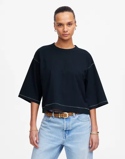 Madewell Wide-sleeve Boxy Tee In Dark Navy