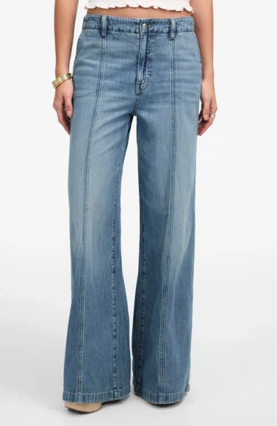 Madewell Wide-sweep Denim Trousers (roberts)on Wash In Blue