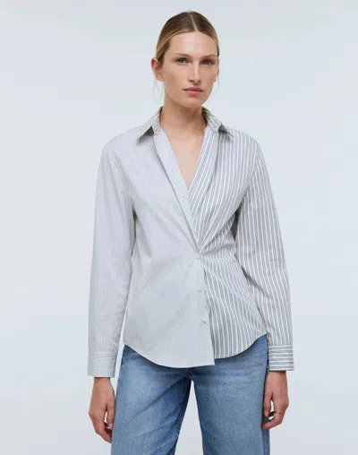 Madewell With-a-twist Shirt Women's White Striped Signature Poplin Kfc200