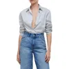 Madewell With-a-twist Stripe Poplin Button-up Shirt In Eyelet White