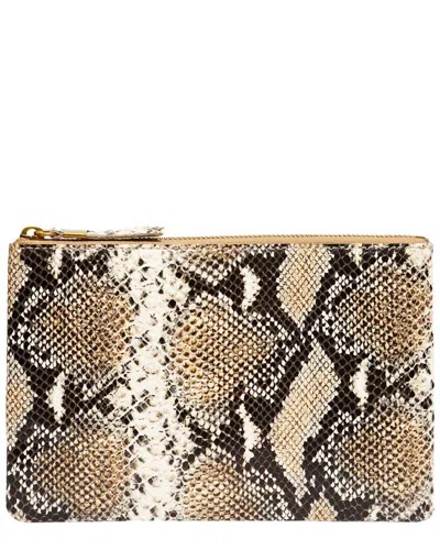 Madewell Women's Leather Pouch Clutch In Cream In Animal Print
