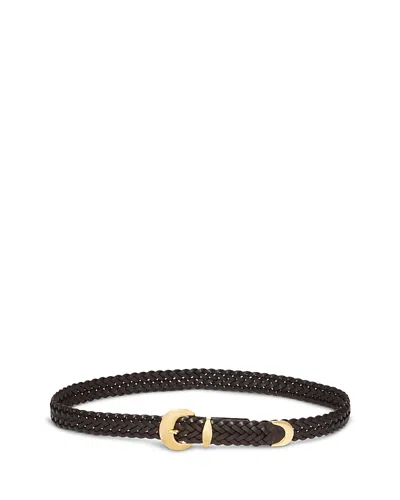 Madewell Women's Lucie Domed Buckle Woven Leather Belt In Black