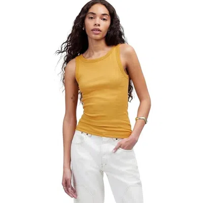 Madewell Women's  Brightside Tank Top Pollen Cotton Blend Regular Fit Gbo1228 In Yellow