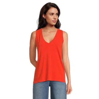 Madewell Women's  Northside Tank Top Bright Flame 100% Cotton V-neck Red1212 In Orange