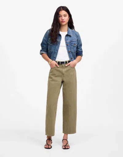 Madewell Women's  Perfect Vintage Jeans Faded Fatigue Wide Leg Cropped Gbo1934 In Green