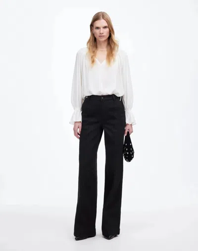 Madewell Women's  Superwide Jeans Black Rinse Denim High Rise Trouser Gbo2275