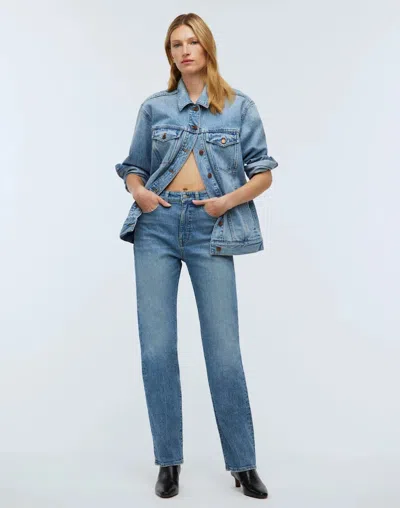 Madewell Women's  The 90's Straight Jeans Rondell Wash Denim Zip Fly Ddr2392 In Blue