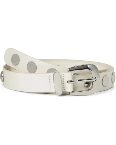 Madewell Women's  Western Belt Ivory Leather Dome Studded Outdoor Red1374 In White