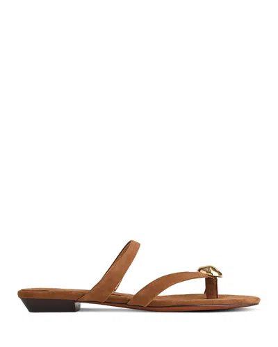 Madewell The Mila Organic Hardware Thong Slide Sandal In Aged Cognac