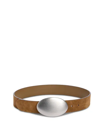 Madewell Women's Oval Plaque Suede Belt In Brown