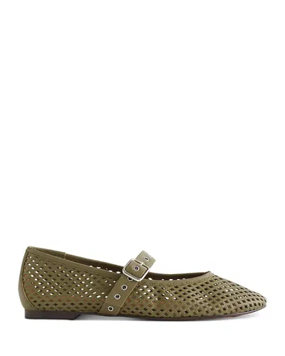 Madewell The Remy Mary Jane Flats In Perforated Leather Worn Olive In Green
